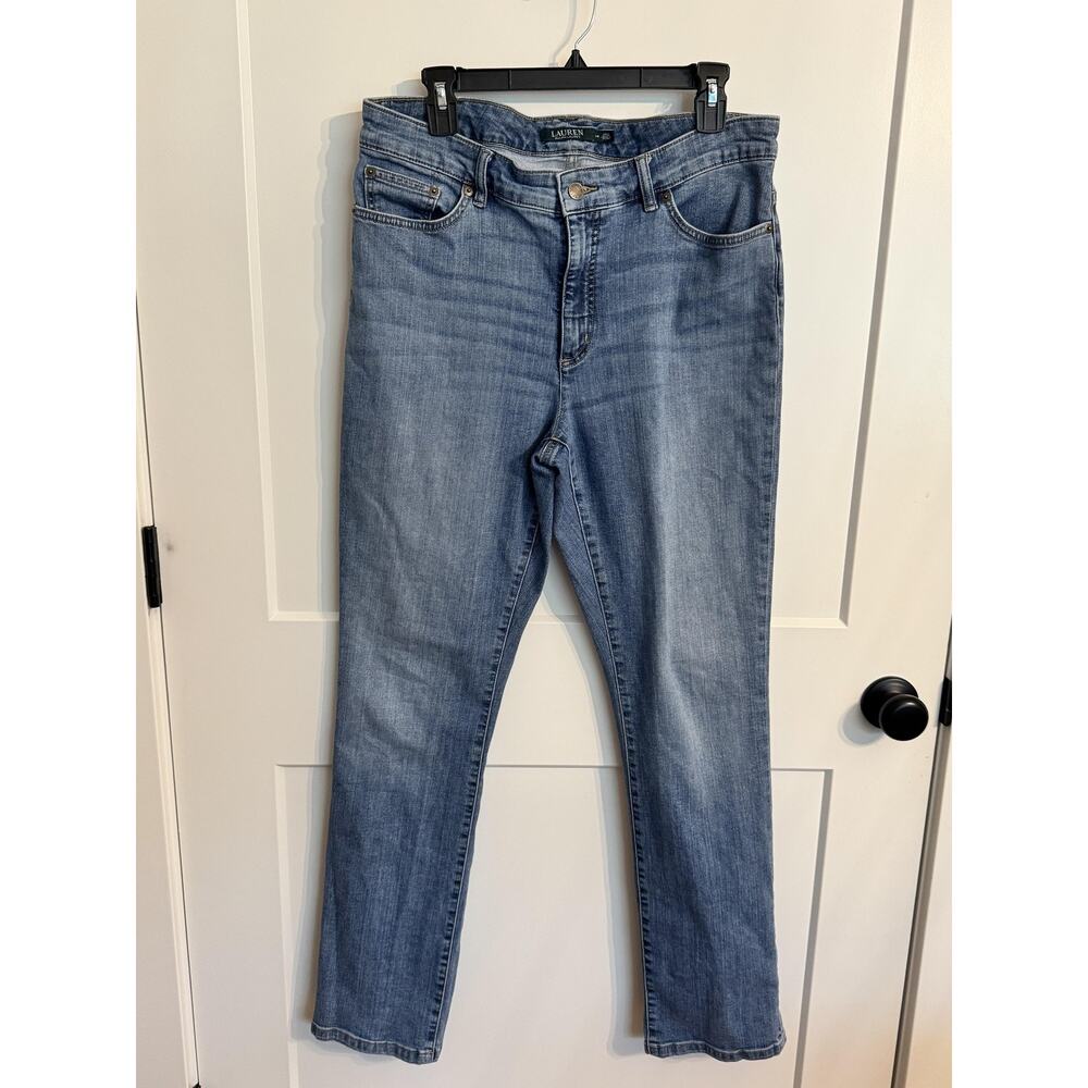 Lauren Ralph Lauren Jeans Sz 14 Blue Straight Medium Wash Stretch Denim Preppy
